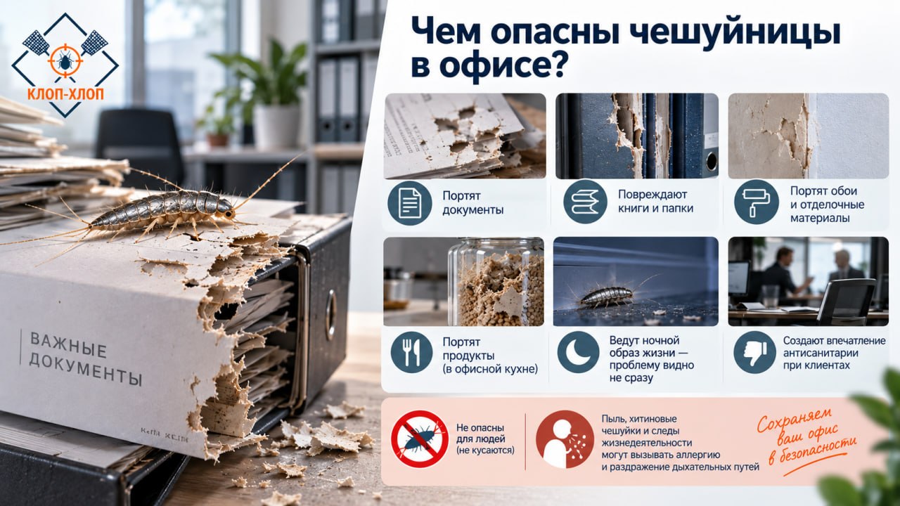 Какой вред приносят чешуйницы в офисах?